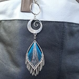 Hand Crafted Bag Purse Tote Jewelry Key Ring Decorative Vintage Jewelry Upcycle